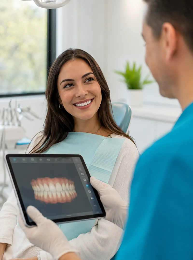 Paciente en valoración de diseño de sonrisa con escáner digital 3D en Orthoarte, Medellín